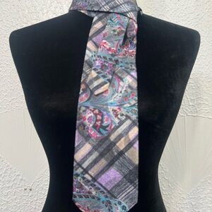Oscar de la renta Paisley and Plaid Silk Tie vintage